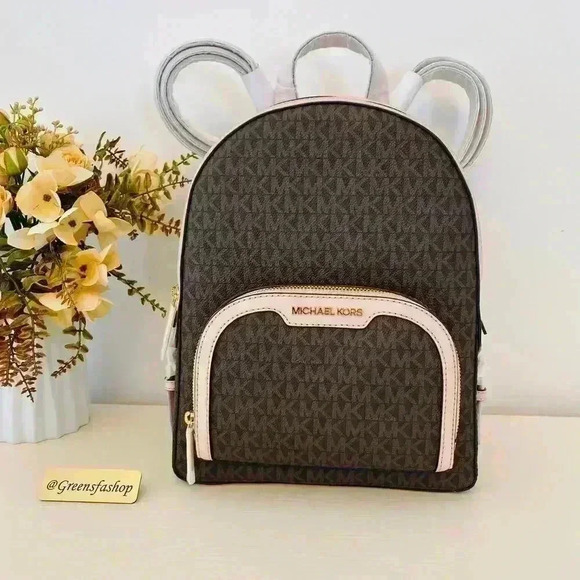 NWT Michael Kors Jaycee Medium Zip Pocket Backpack powder blush